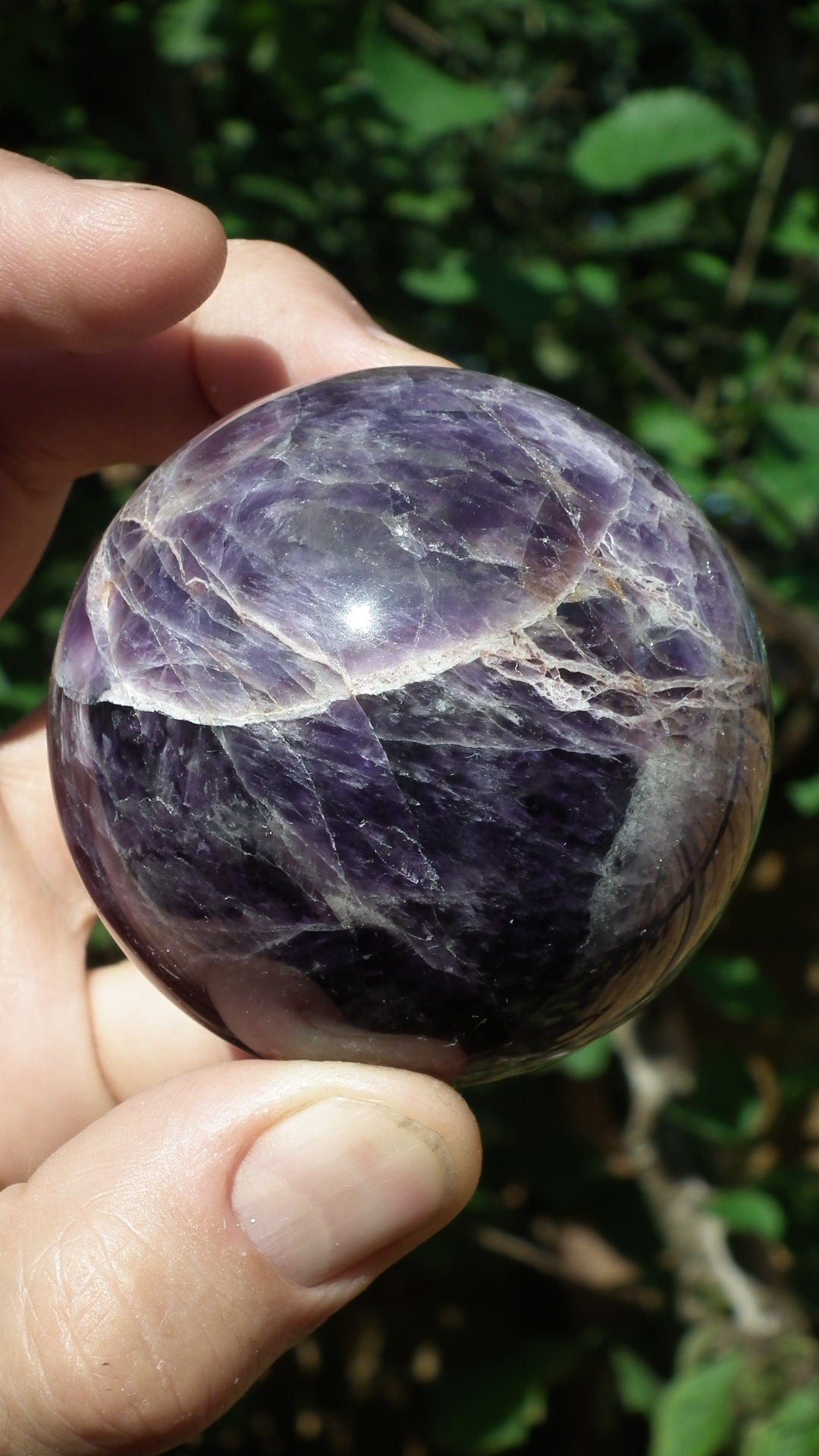 62mm Chevron amethyst sphere