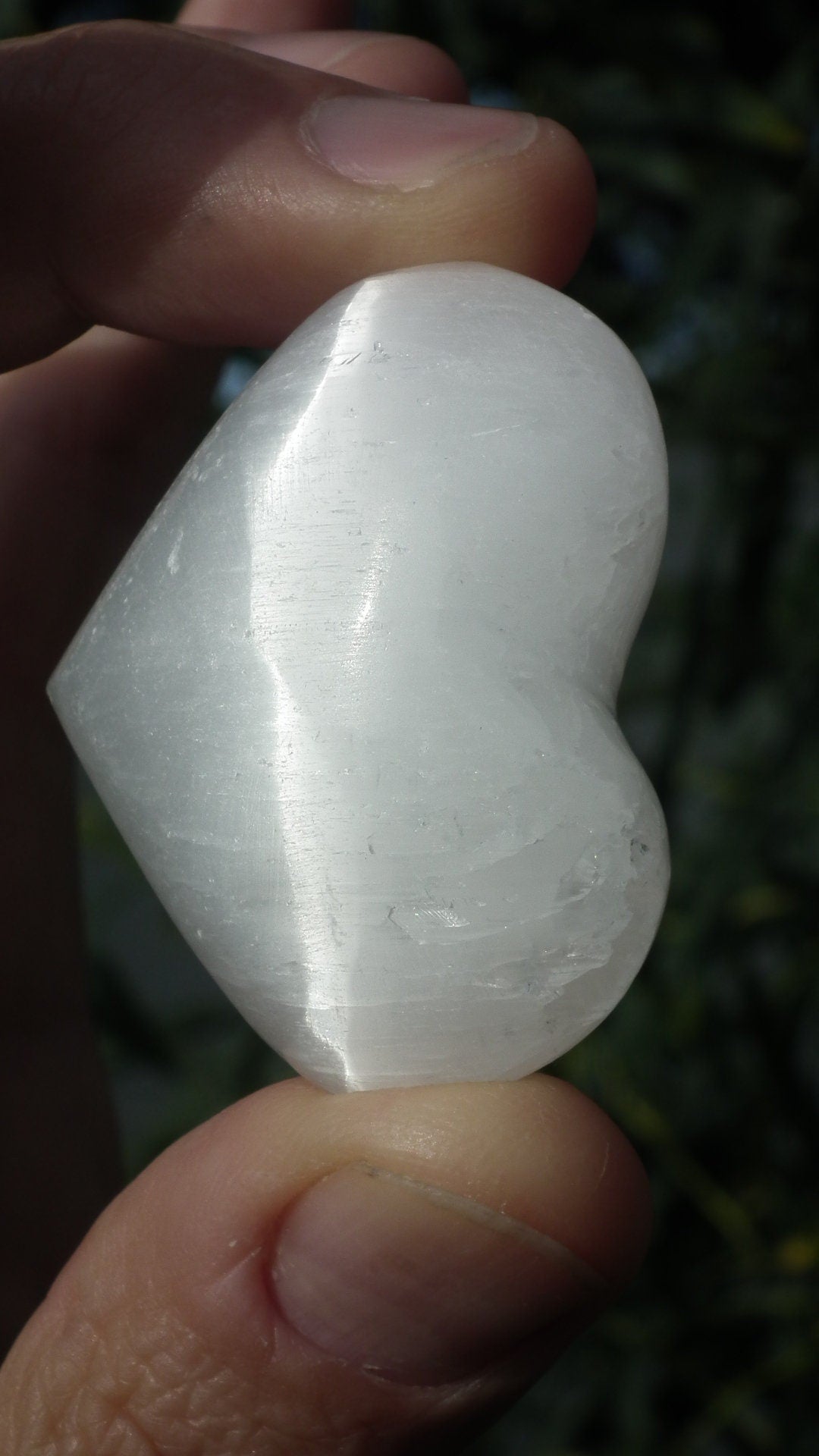 White selenite heart
