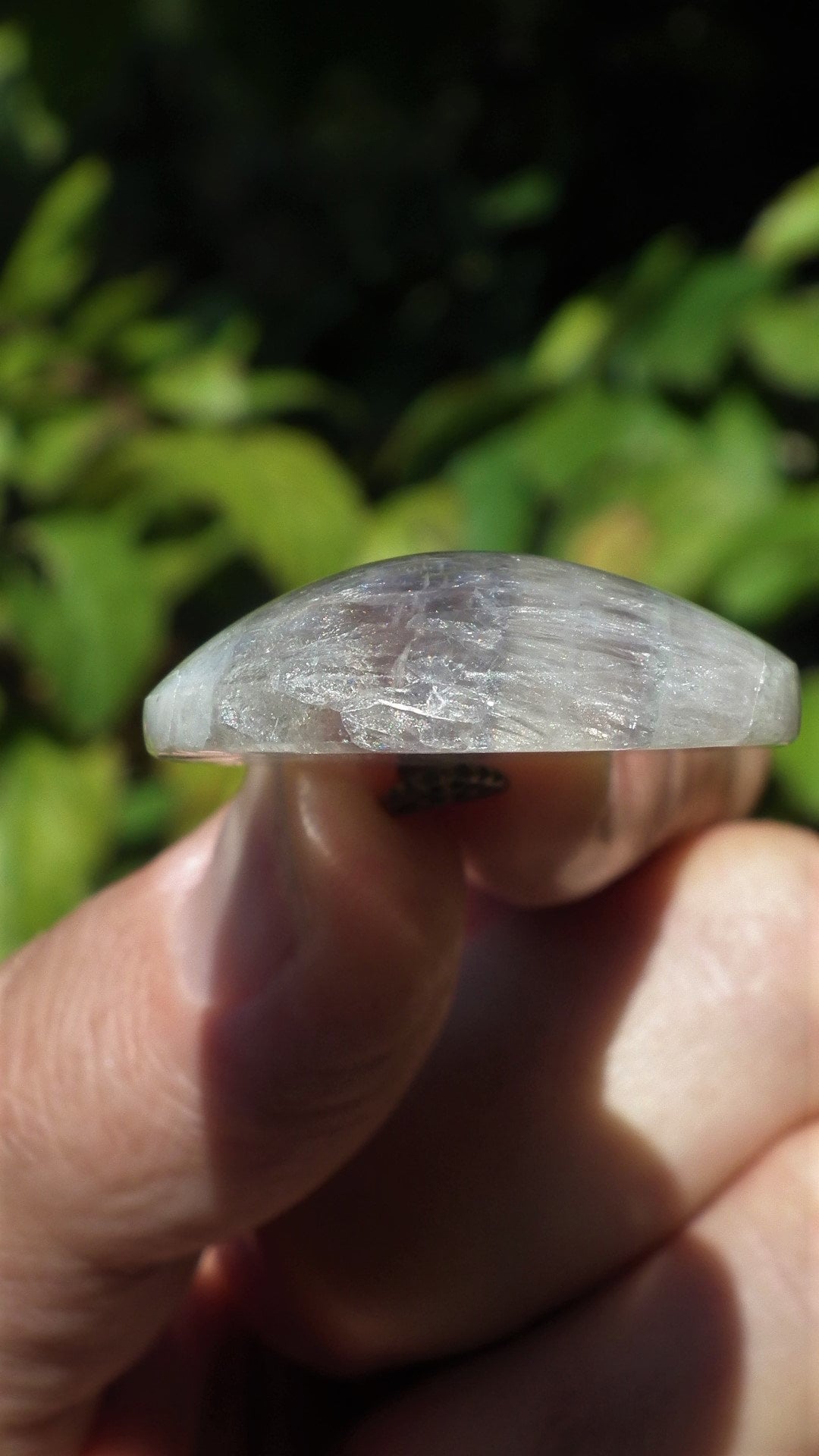 Fluorite pendant with bronze bail