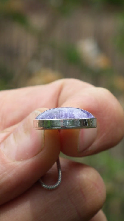 Charoite pendant in sterling silver setting / Charoite Jewelry
