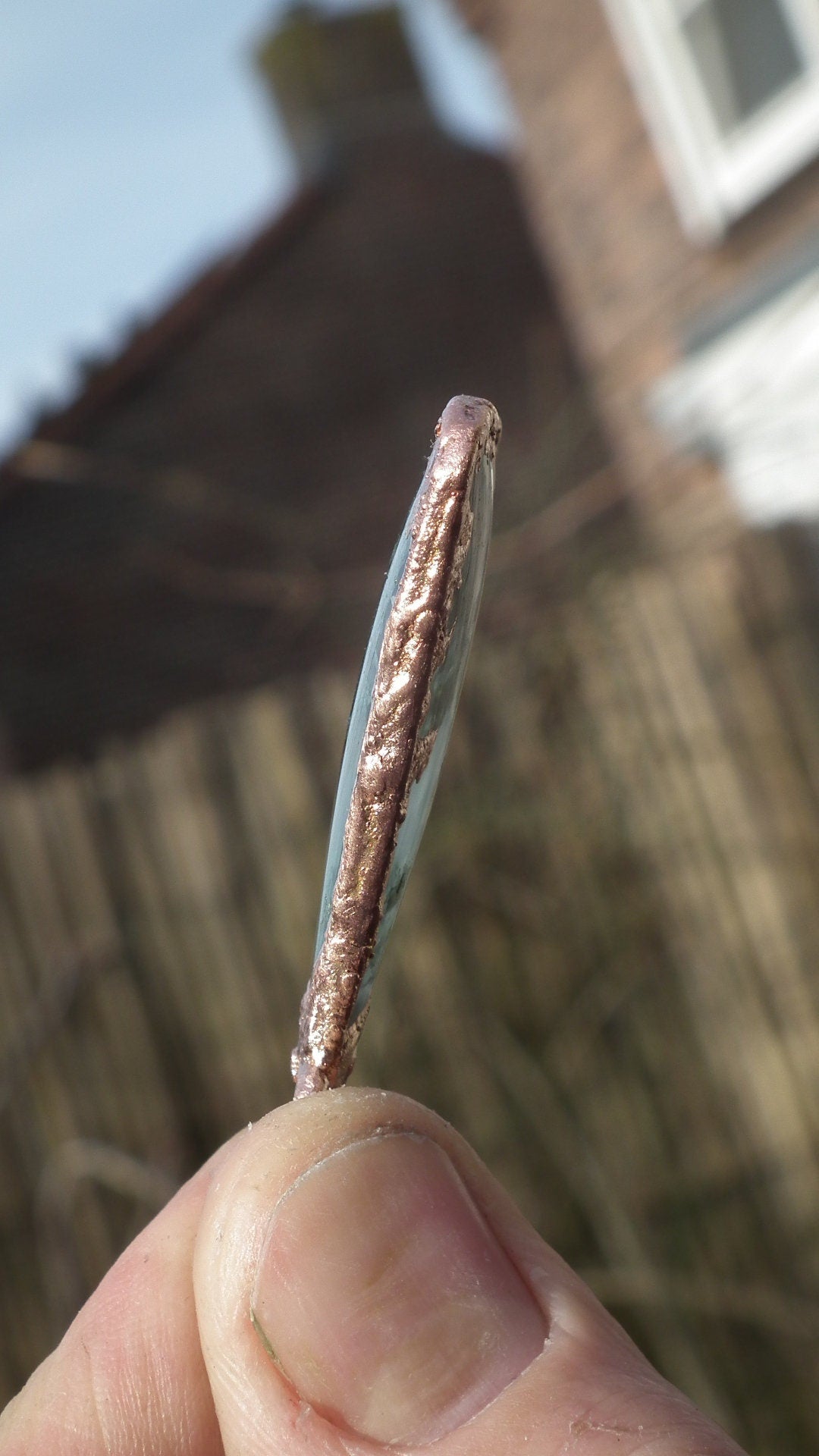 Copper formed Mossagate pendant // Free Copper chain!