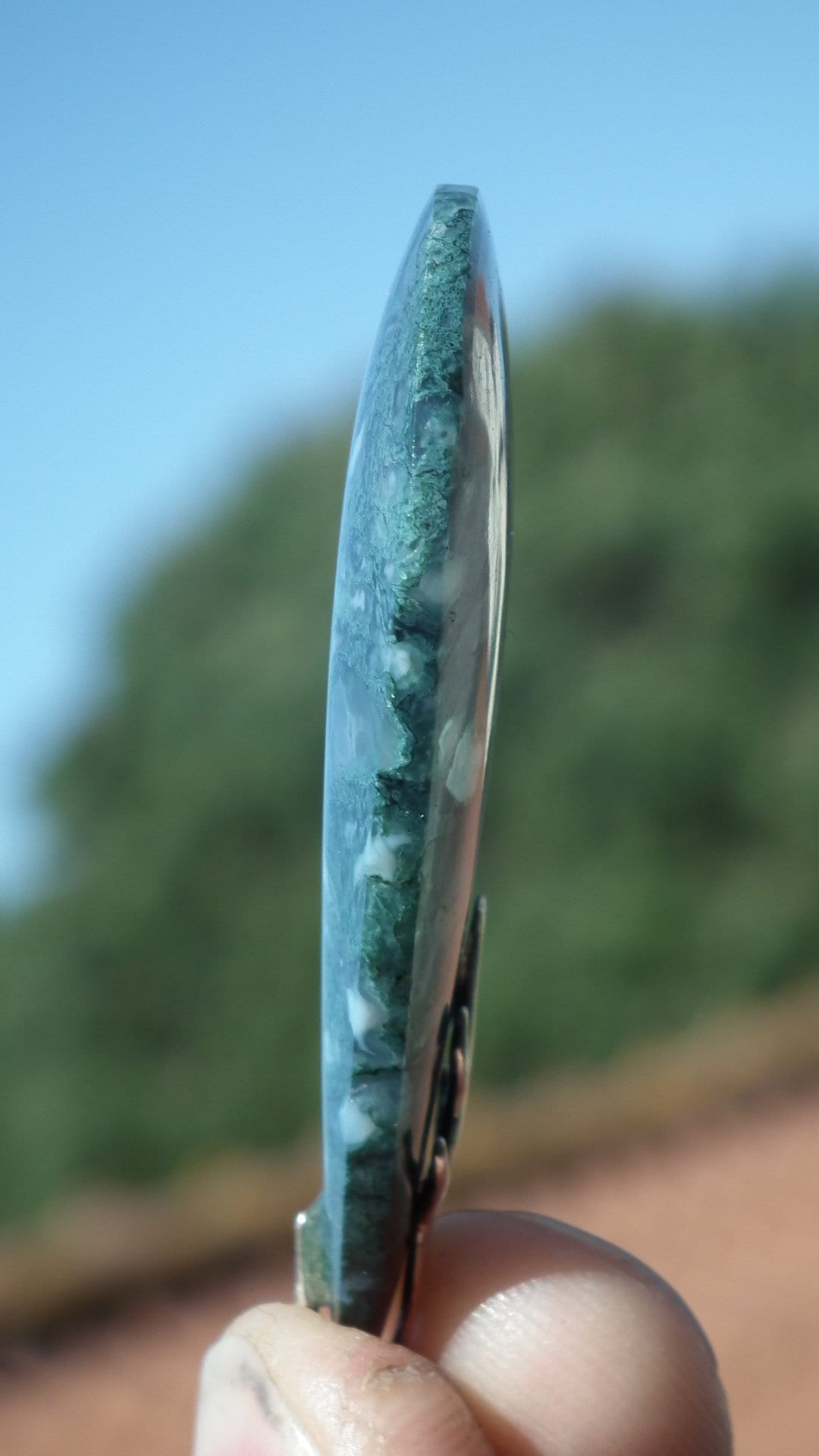 Moss agate necklace with Sterling silver bail // and 50 cm Snake Chain