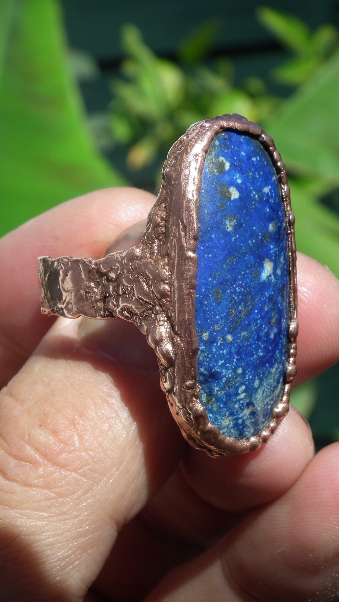 Lapis Lazuli ring / Electroformed copper