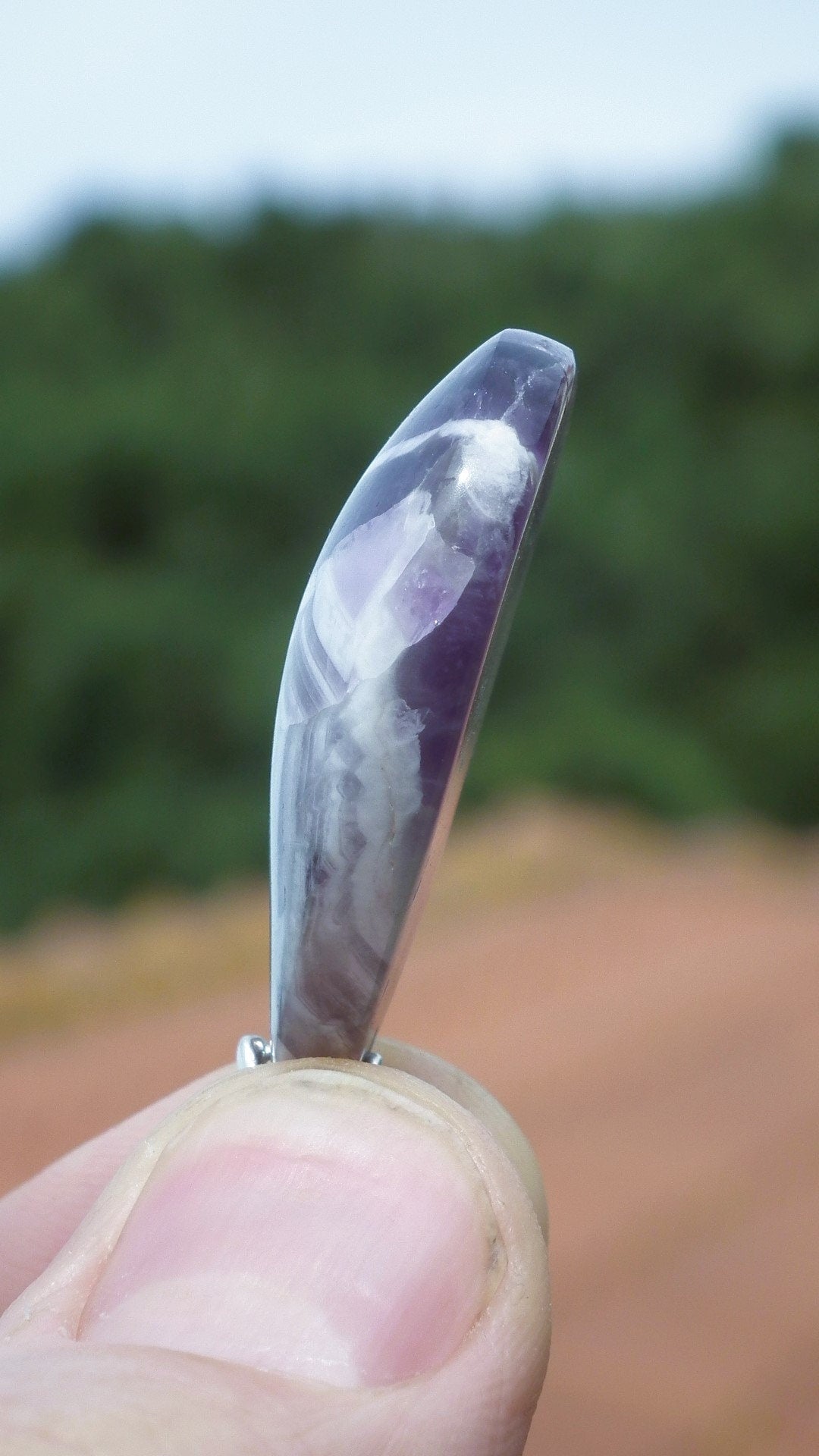 Chevron Amethyst necklace with sterling silver bail