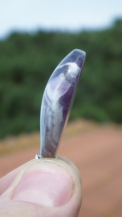 Chevron Amethyst necklace with sterling silver bail