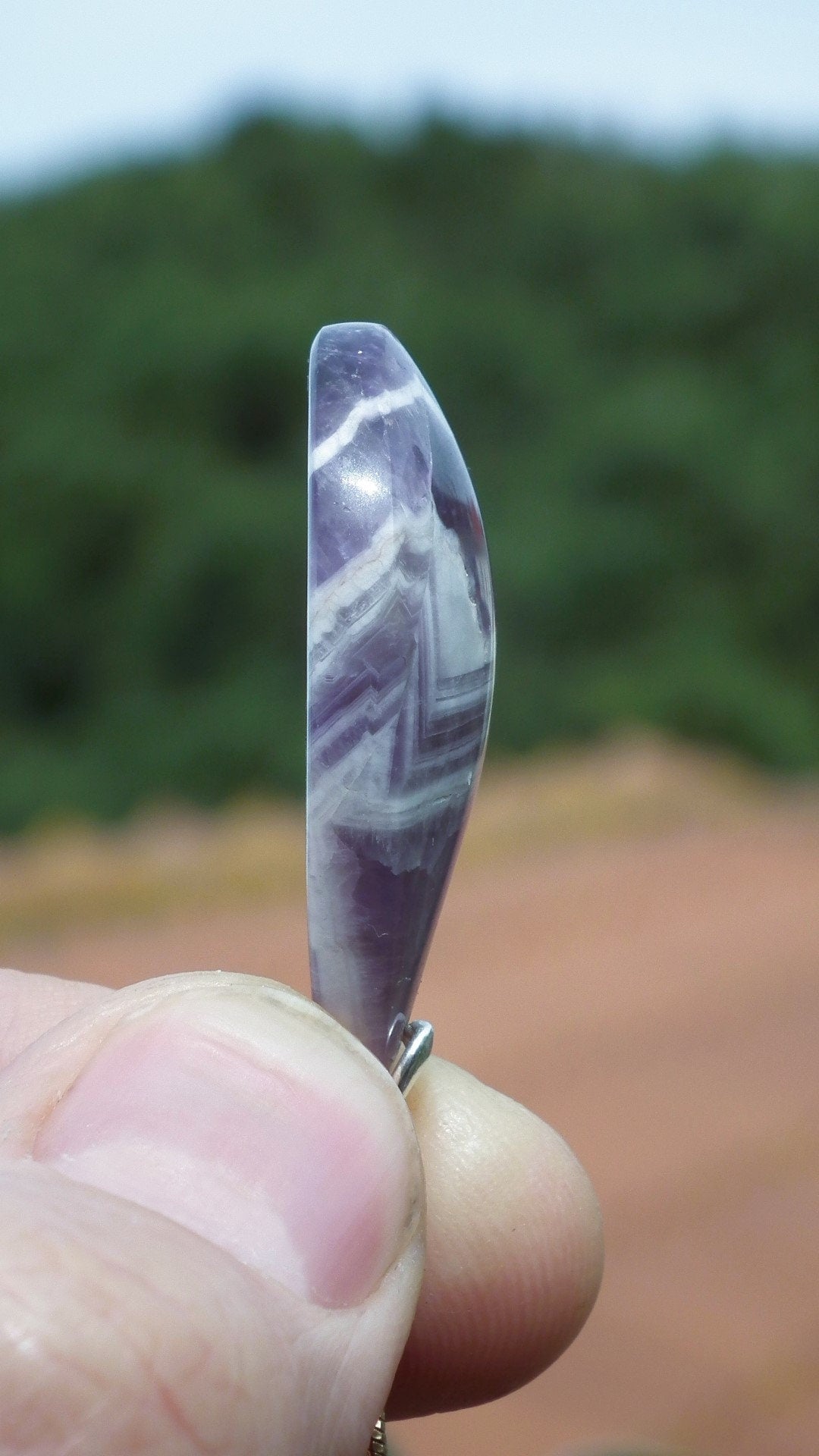 Chevron Amethyst necklace with sterling silver bail