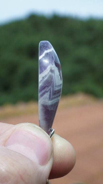 Chevron Amethyst necklace with sterling silver bail