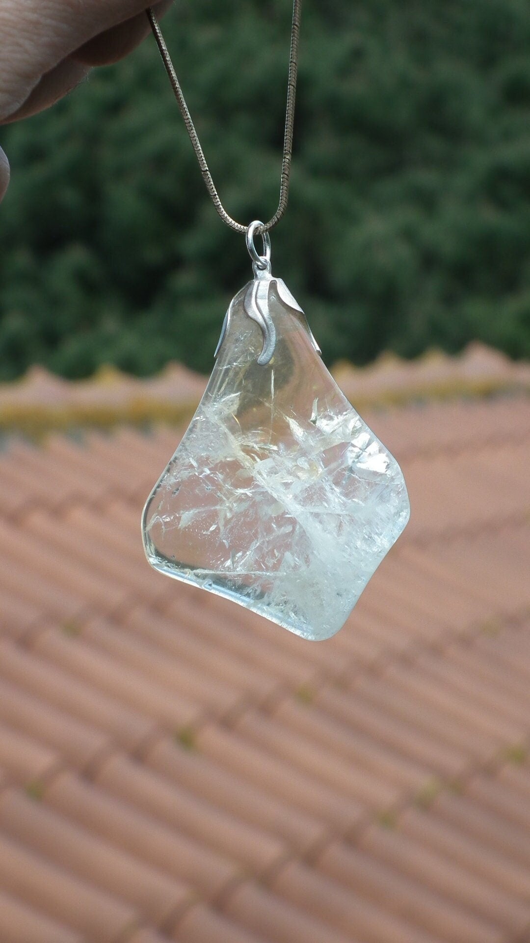 Citrine necklace with silver plated bail