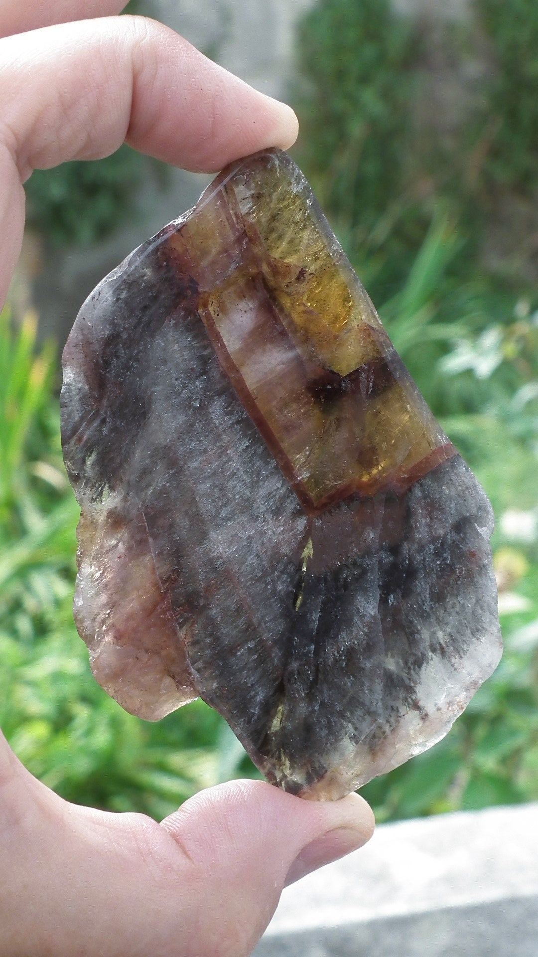 Super 7 polished freeform, Amethyst cacoxenite