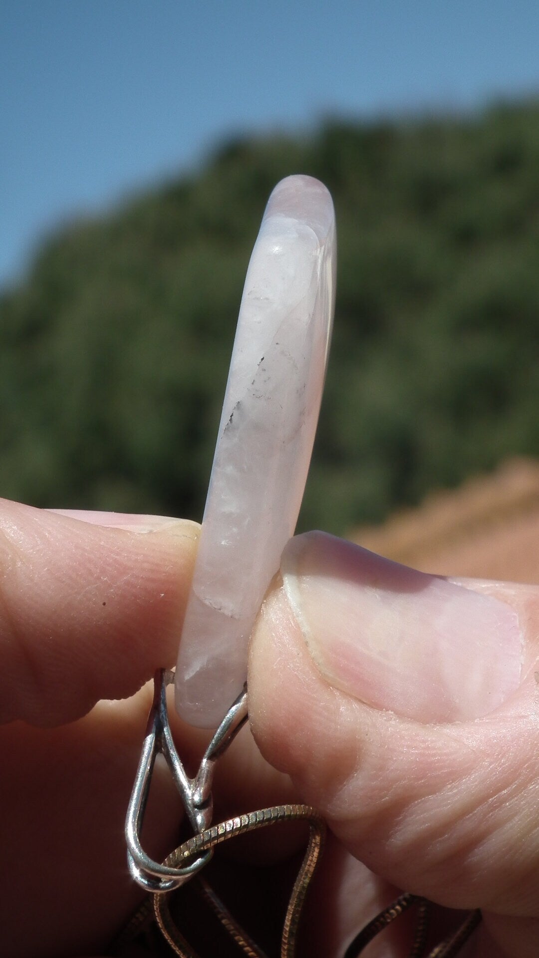 Golden Healer red pendant with sterling silver bail