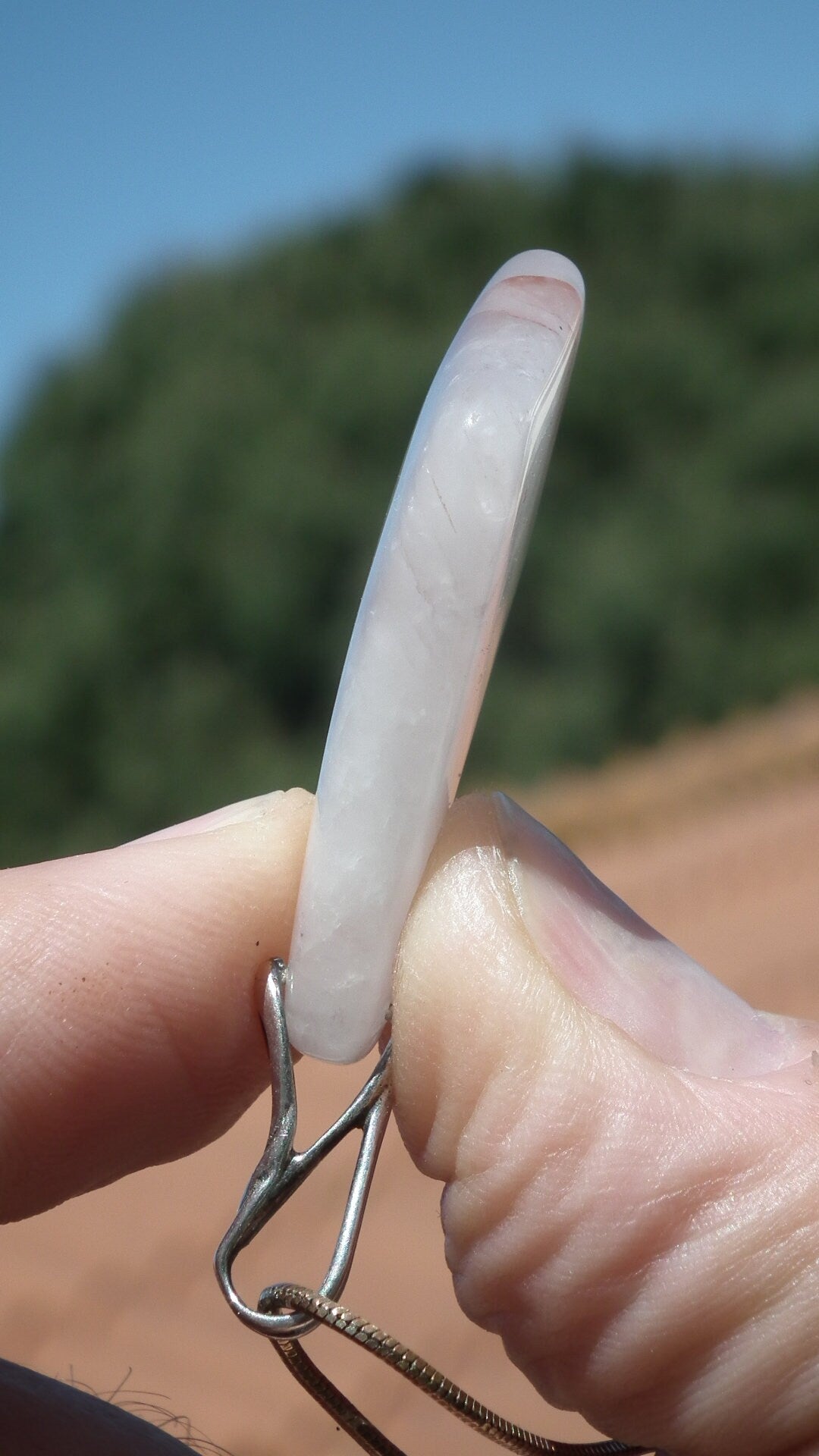 Golden Healer red pendant with sterling silver bail