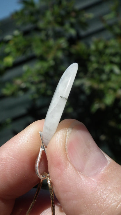 Rainbow moonstone pendant with sterling silver bail