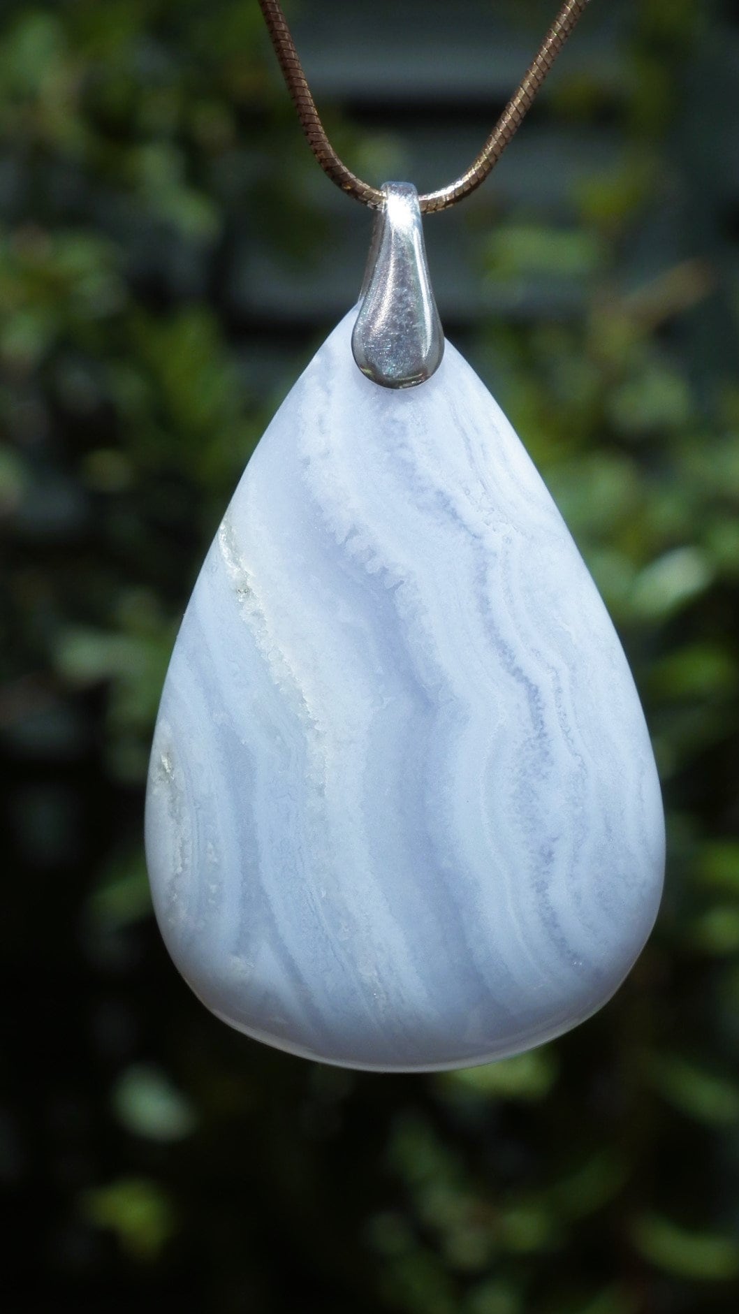 Blue Lace Agate necklace with sterling silver bail