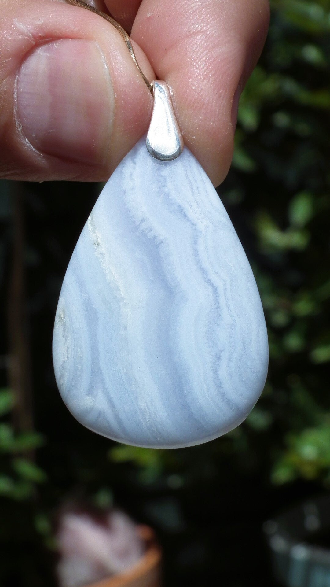 Blue Lace Agate necklace with sterling silver bail