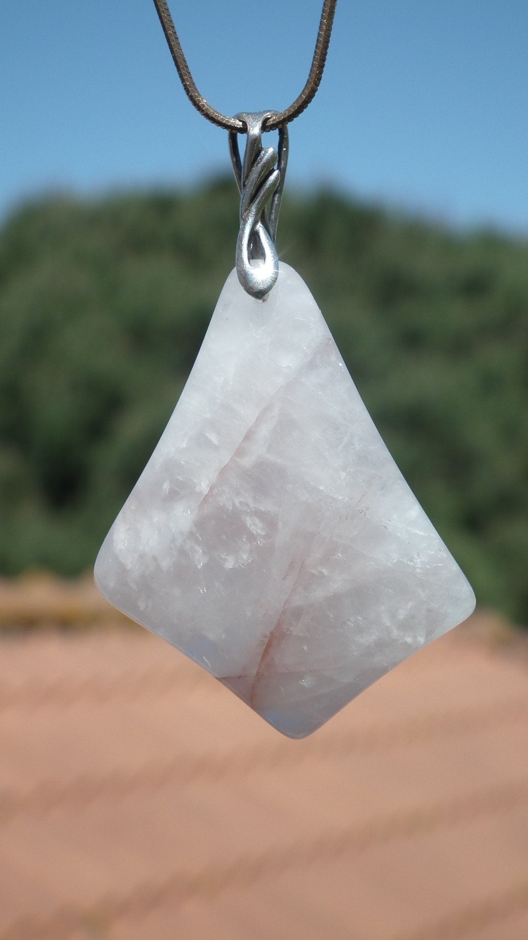 Golden Healer red pendant with sterling silver bail