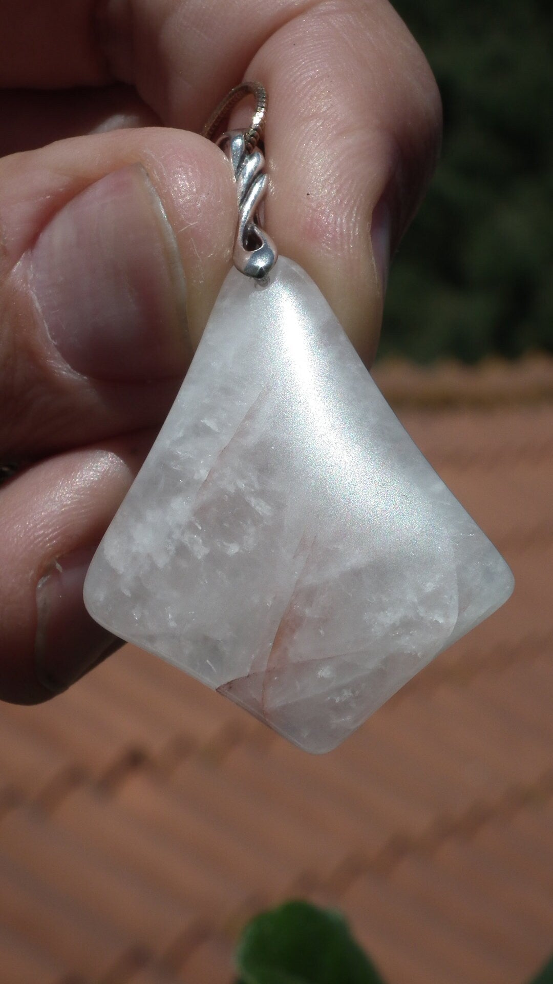 Golden Healer red pendant with sterling silver bail