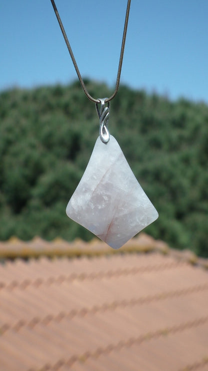 Golden Healer red pendant with sterling silver bail