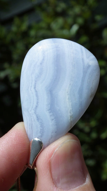 Blue Lace Agate necklace with sterling silver bail