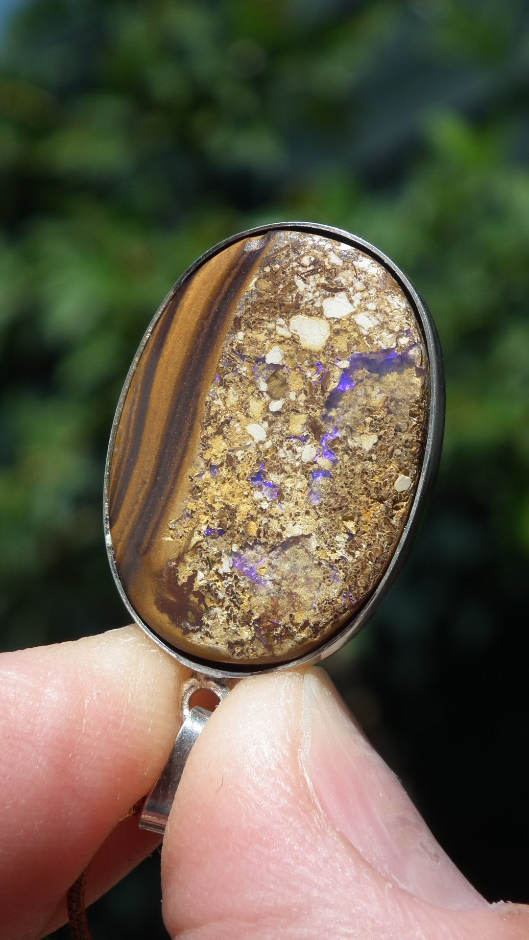 Australian boulder opal necklace in sterling silver setting