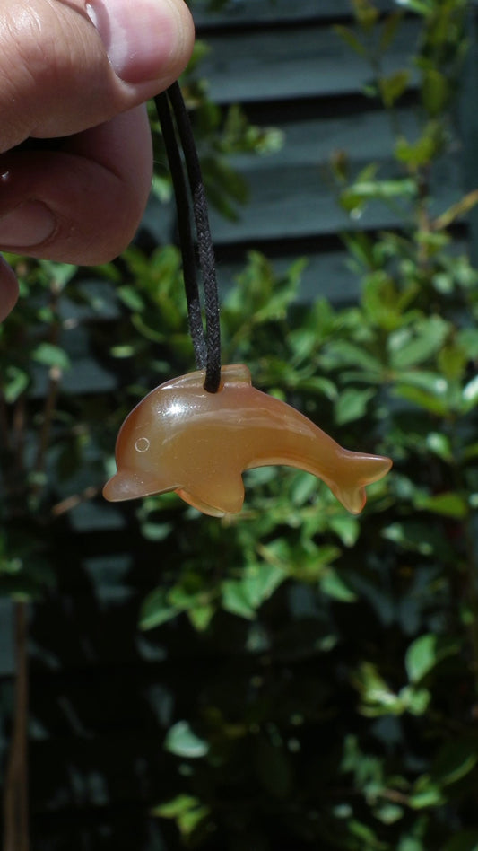 Carnelian dolphin necklace