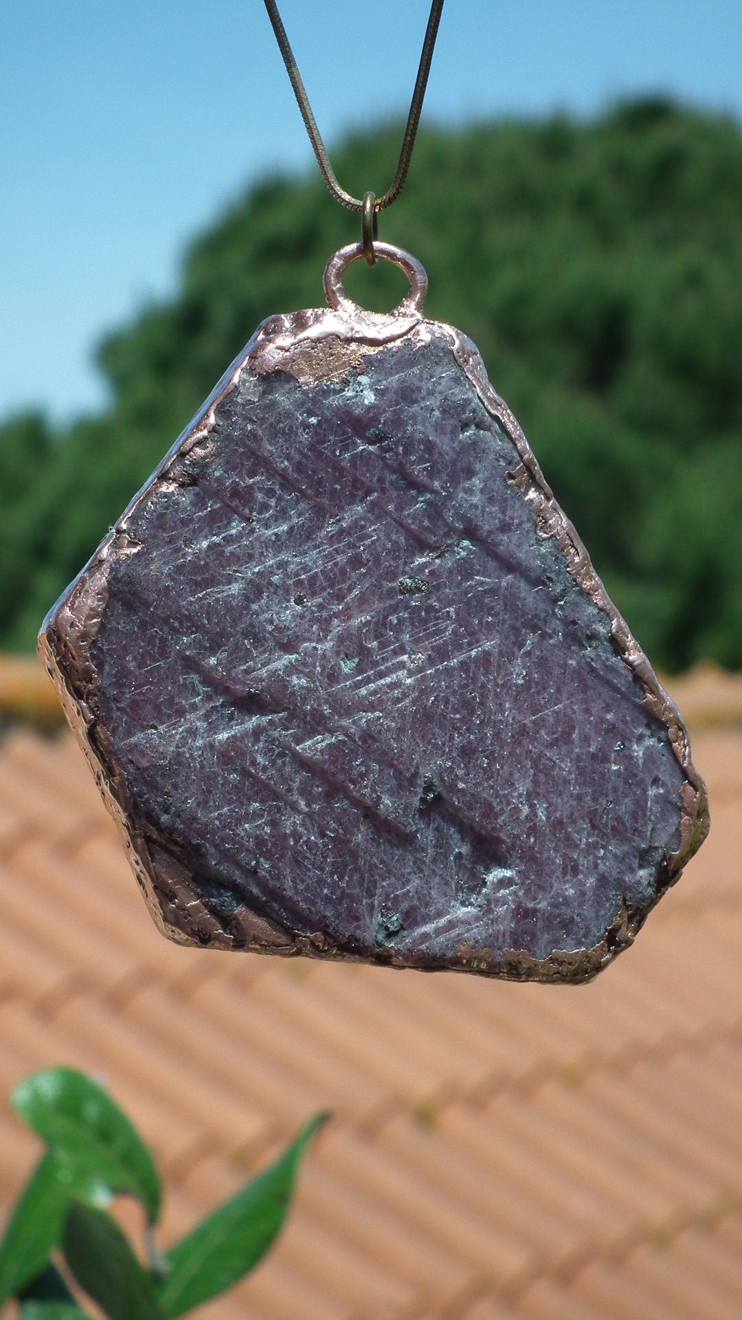 Raw ruby necklace / Electroformed copper / Ruby crystal