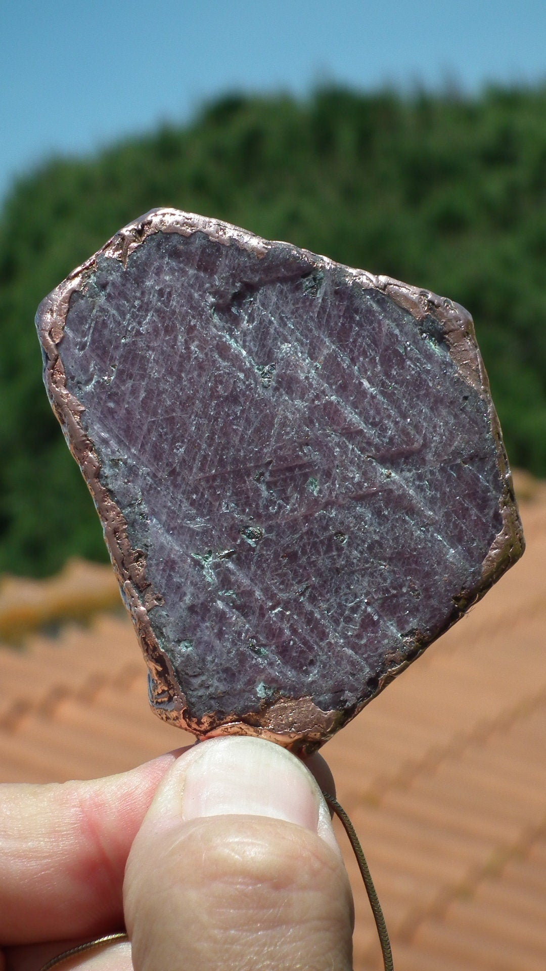 Raw ruby necklace / Electroformed copper / Ruby crystal