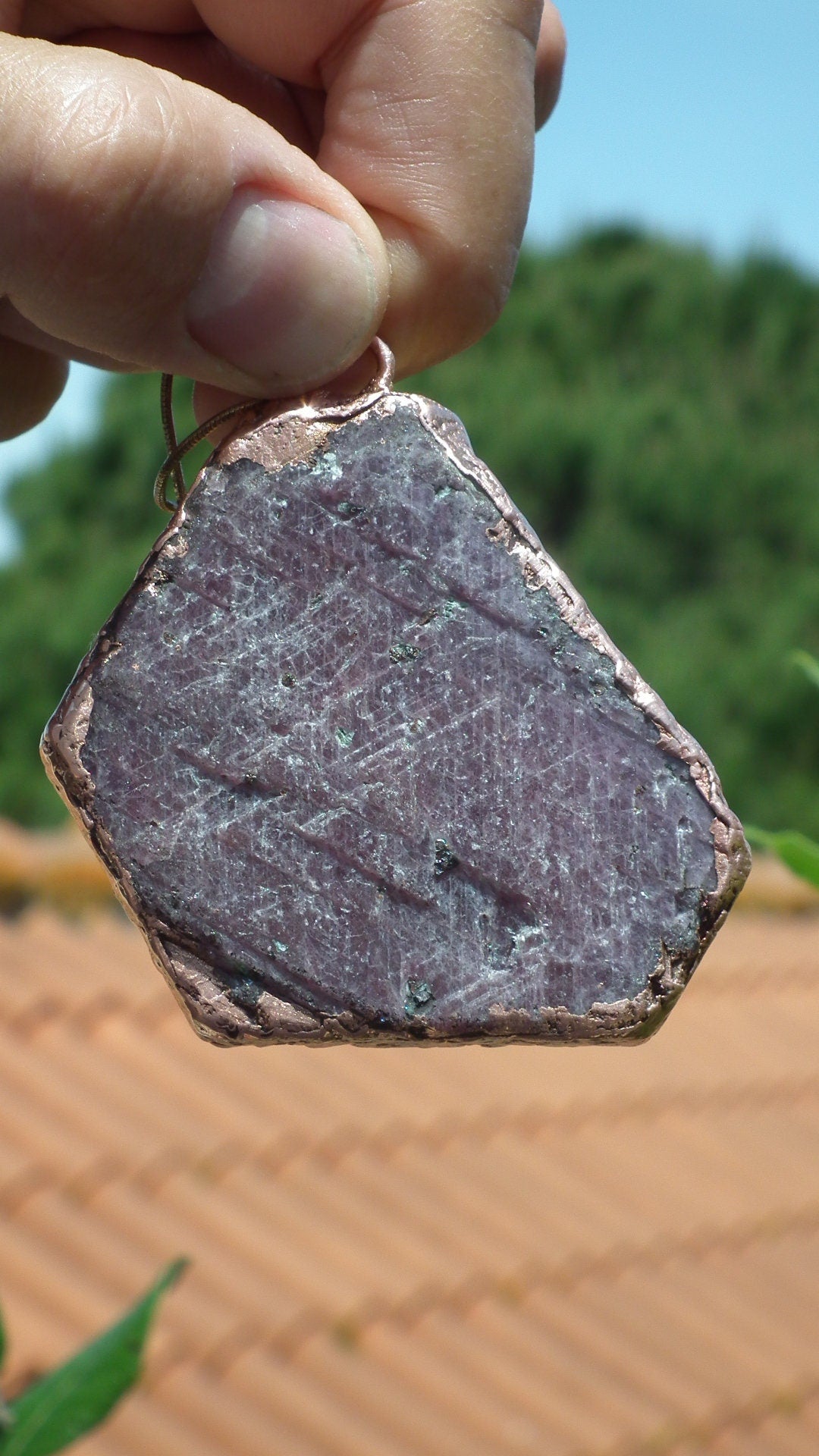 Raw ruby necklace / Electroformed copper / Ruby crystal