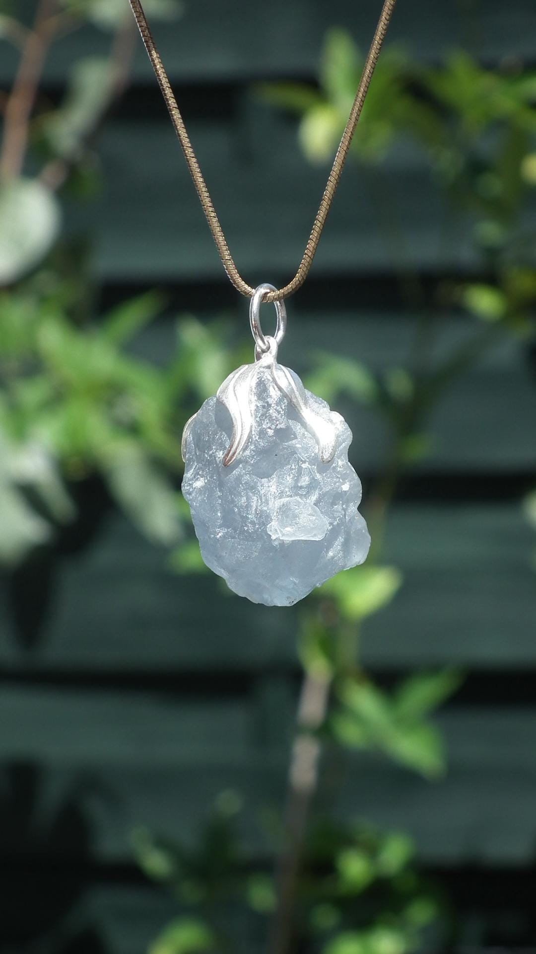 Celestite necklace / Celestite crystal / Blue celestite