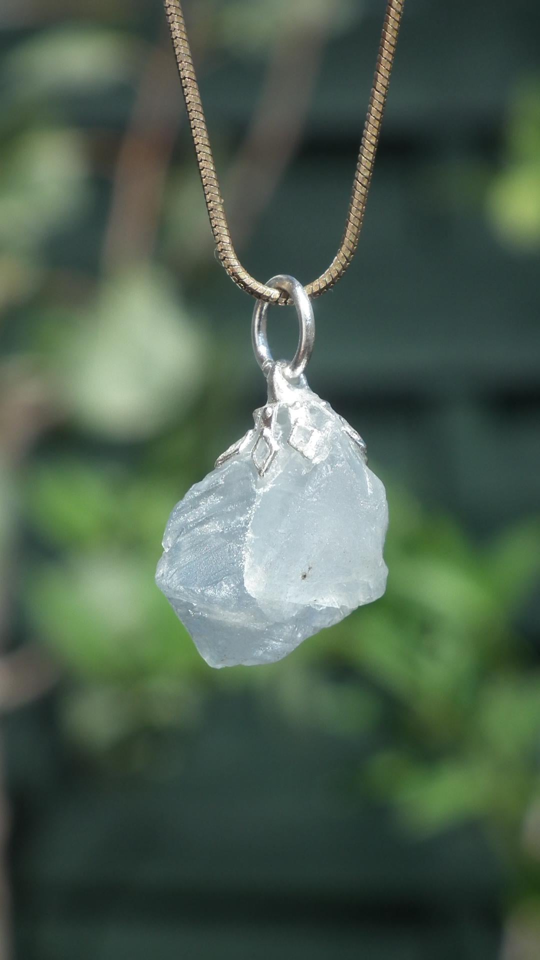 Celestite necklace / Celestite crystal / Blue celestite