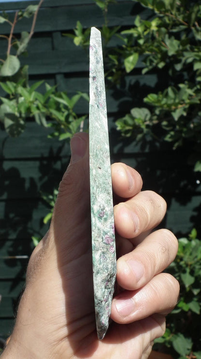 Ruby in Fuchsite with phrenite freeform