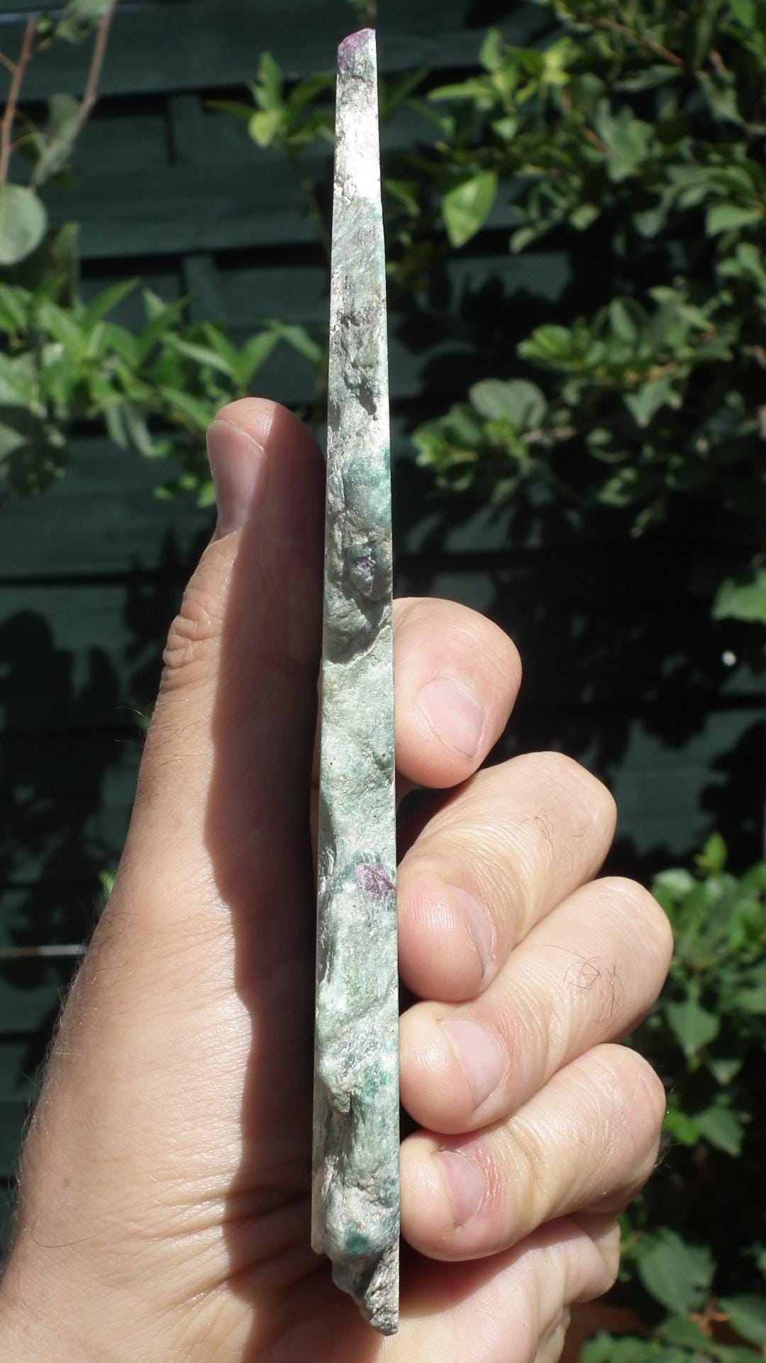 Ruby in Fuchsite with phrenite freeform