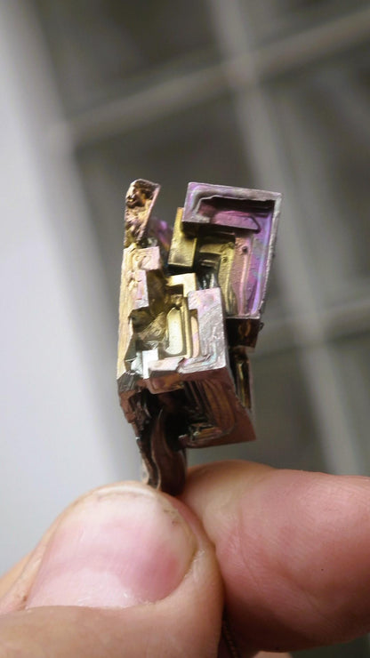 Bismuth crystal pendant with silverplated bail