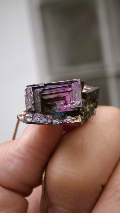 Bismuth crystal pendant with silverplated bail