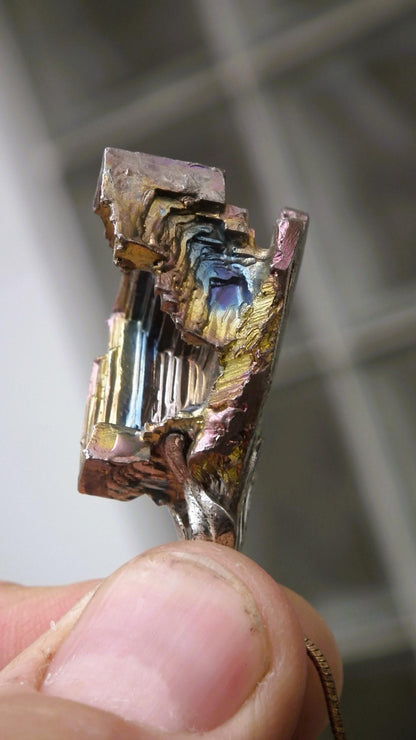 Bismuth crystal necklace with silverplated bail