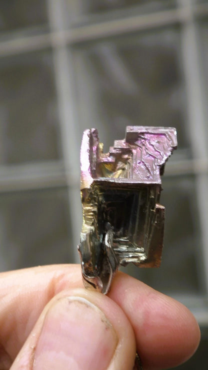 Bismuth crystal necklace with silverplated bail