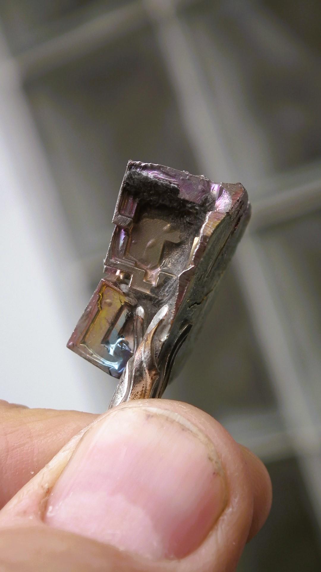 Bismuth crystal pendant with silverplated bail