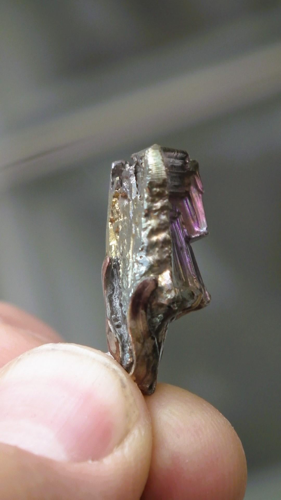 Bismuth crystal necklace with silverplated bail