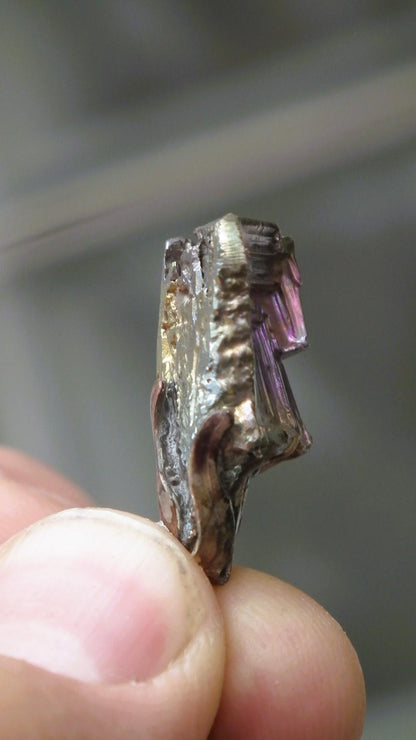 Bismuth crystal necklace with silverplated bail