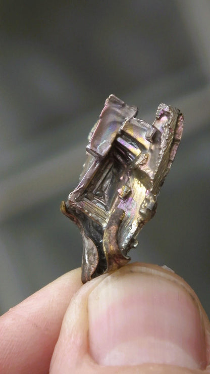 Bismuth crystal necklace with silverplated bail