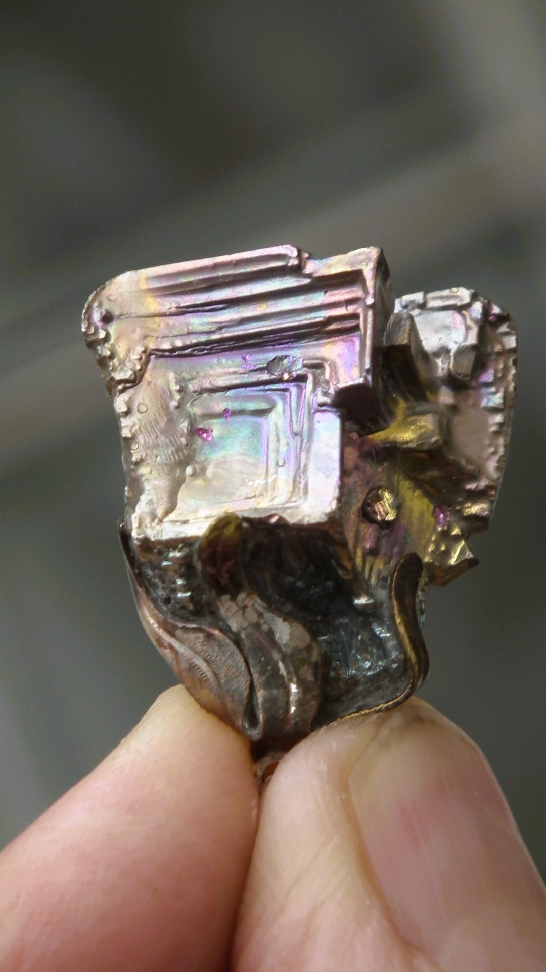 Bismuth crystal necklace with silverplated bail