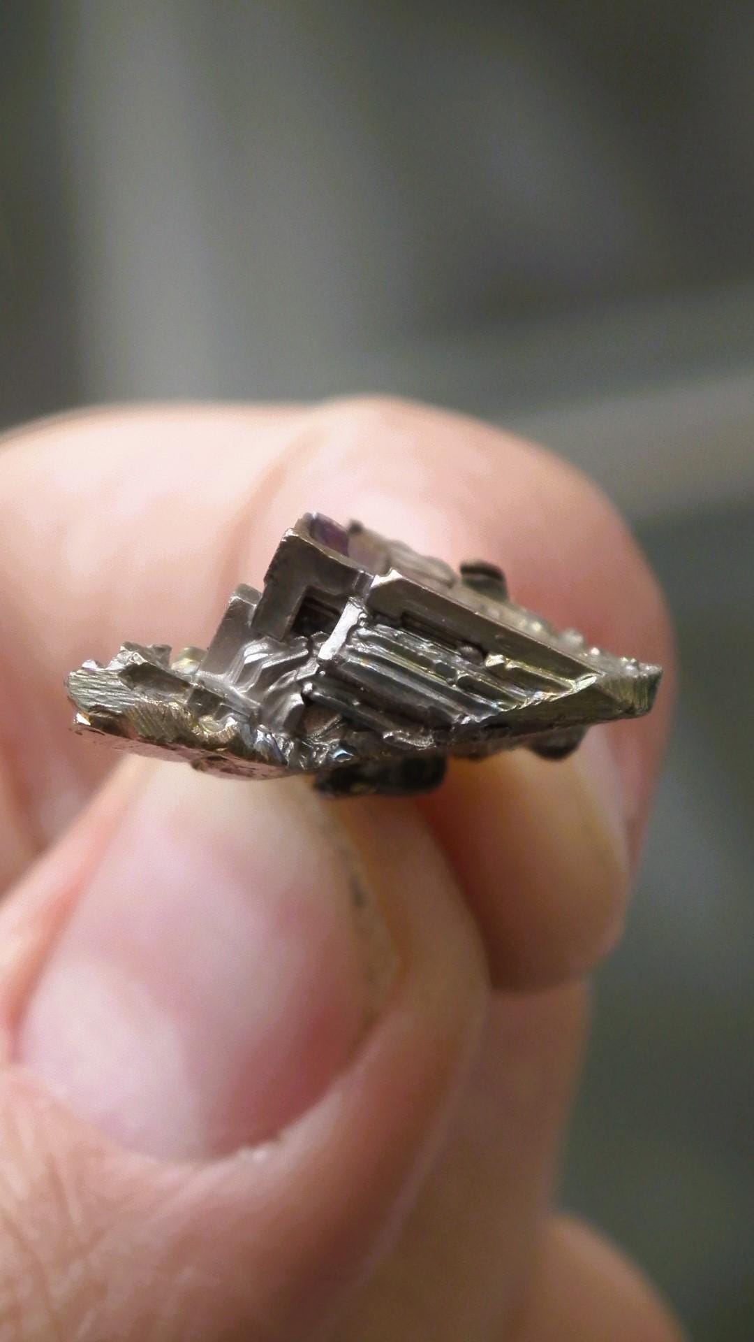 Bismuth crystal necklace with silverplated bail