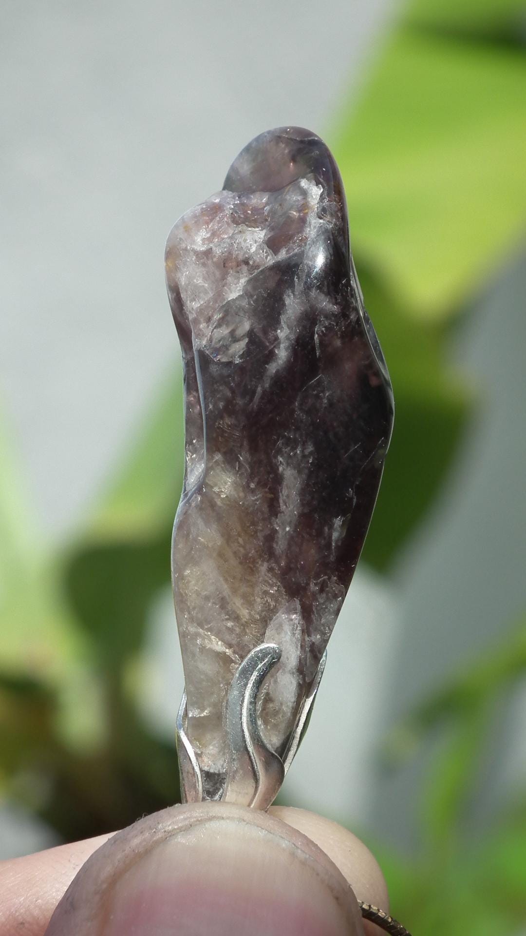 Super 7 pendant with silverplated bail // super 7 crystal // Amethyst cacoxenite