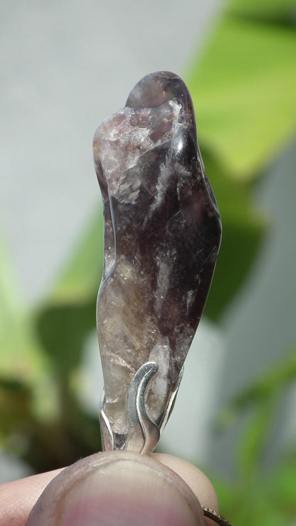 Super 7 pendant with silverplated bail // super 7 crystal // Amethyst cacoxenite