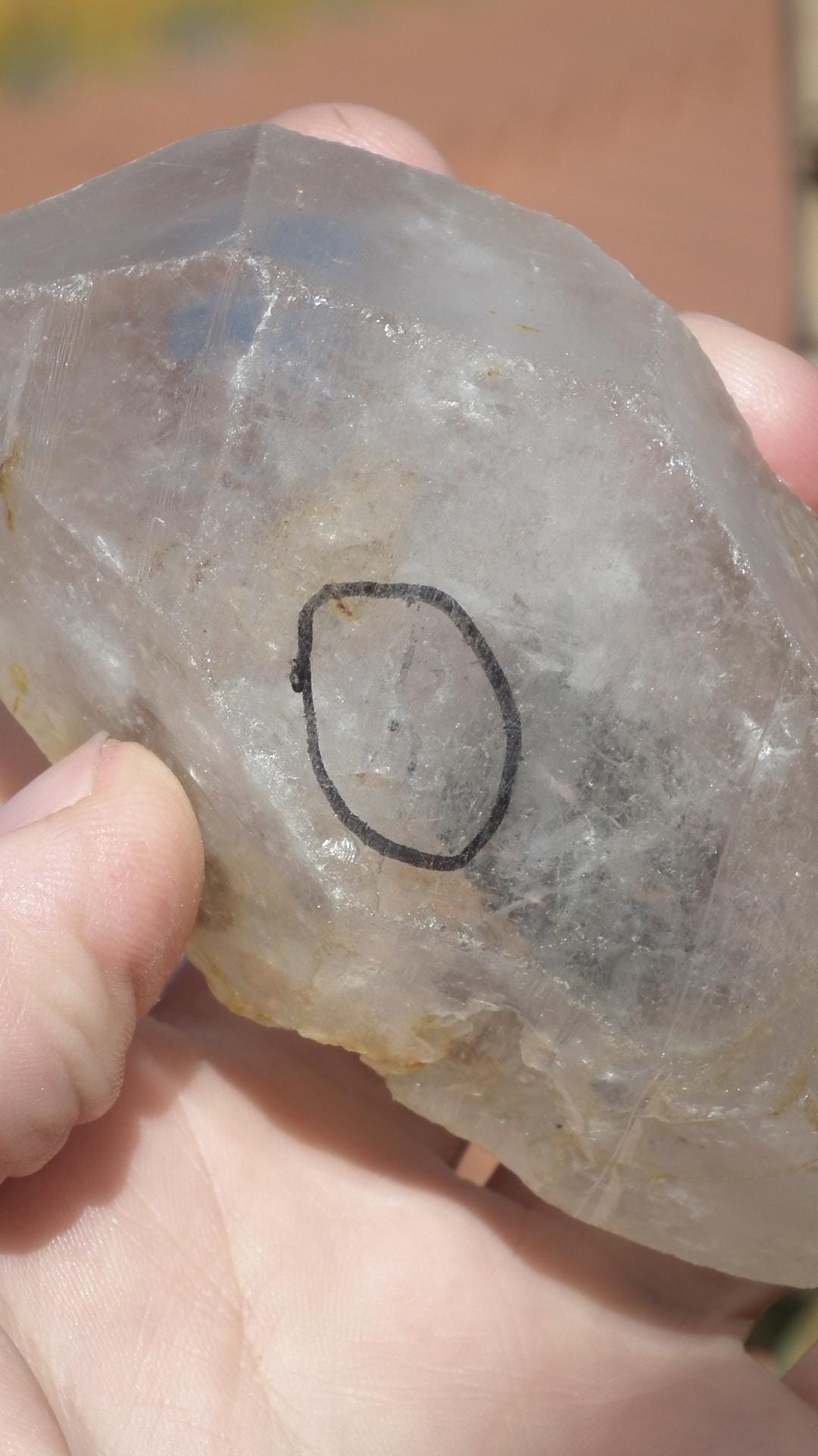 Double terminated enhydro quartz