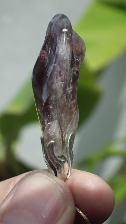 Super 7 pendant with silverplated bail // super 7 crystal // Amethyst cacoxenite