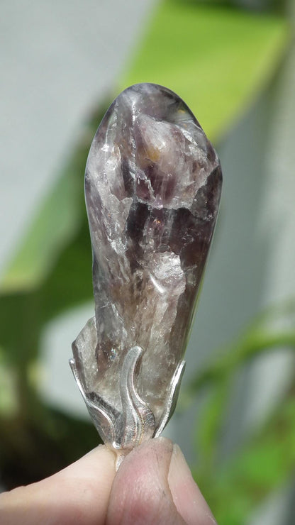 Super 7 pendant with silverplated bail // super 7 crystal // Amethyst cacoxenite