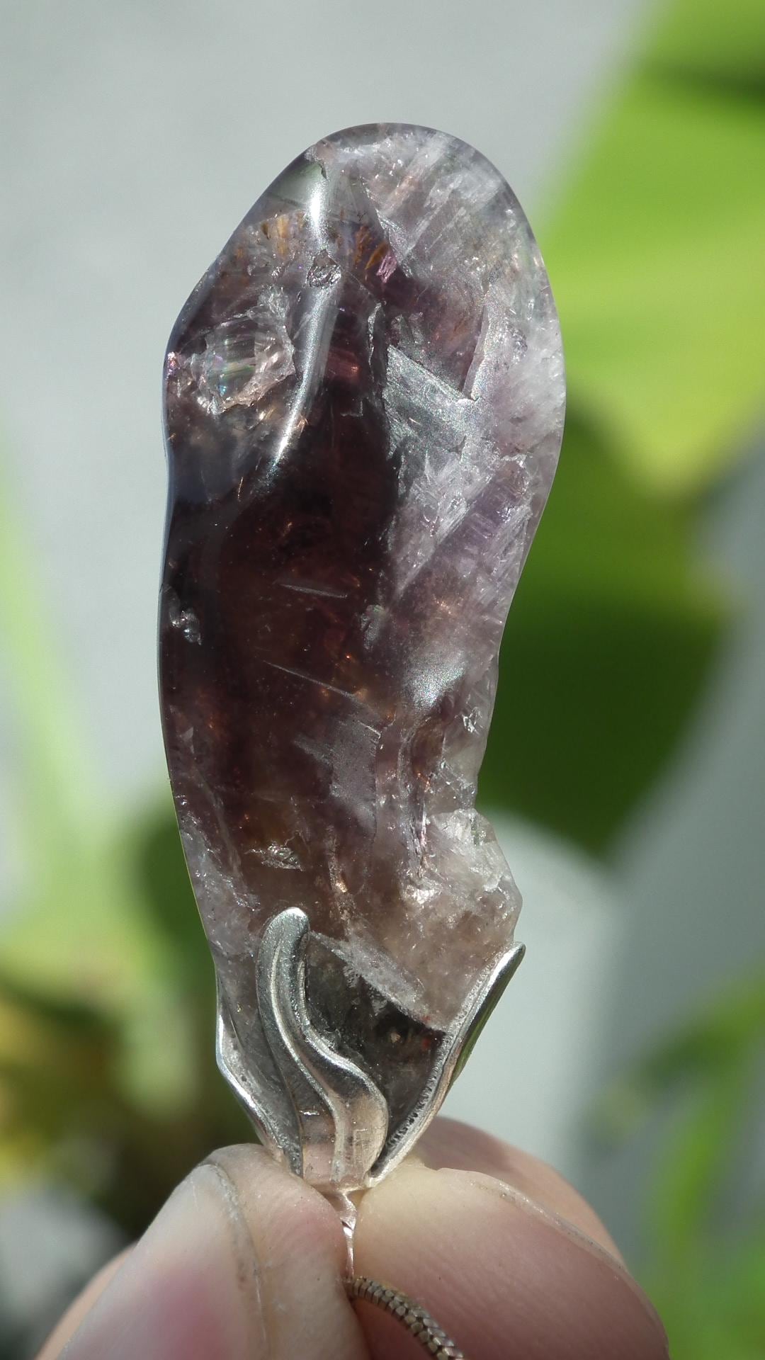 Super 7 pendant with silverplated bail // super 7 crystal // Amethyst cacoxenite