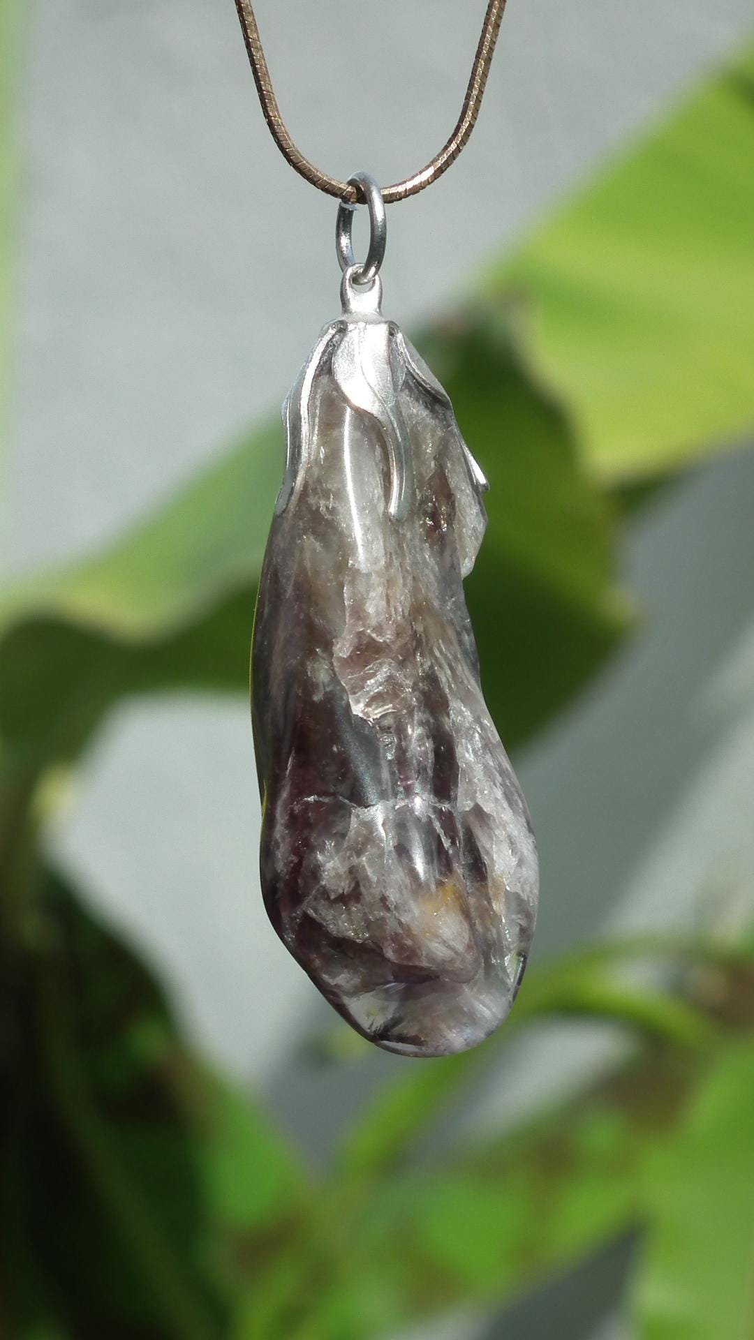 Super 7 pendant with silverplated bail // super 7 crystal // Amethyst cacoxenite