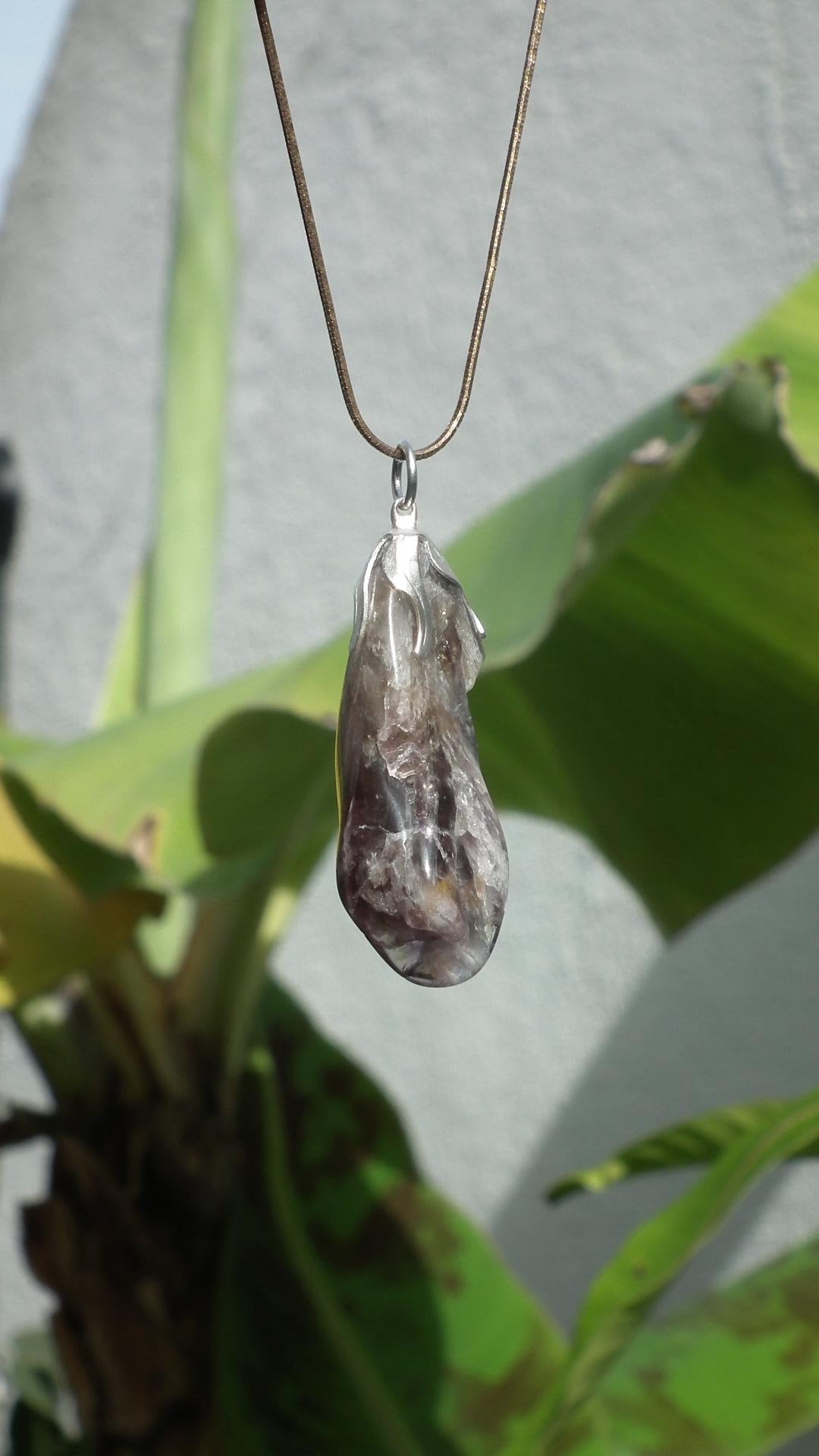 Super 7 pendant with silverplated bail // super 7 crystal // Amethyst cacoxenite