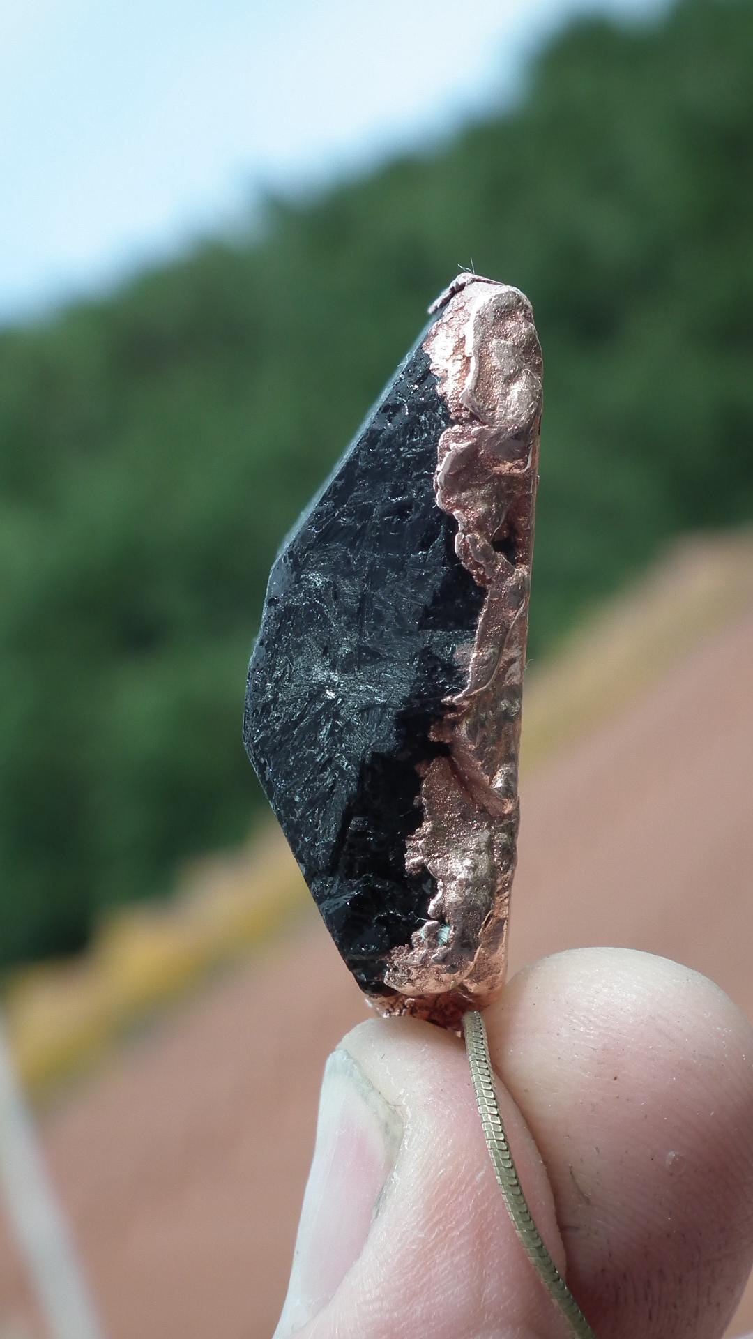 Black tourmaline pendant / raw black tourmaline